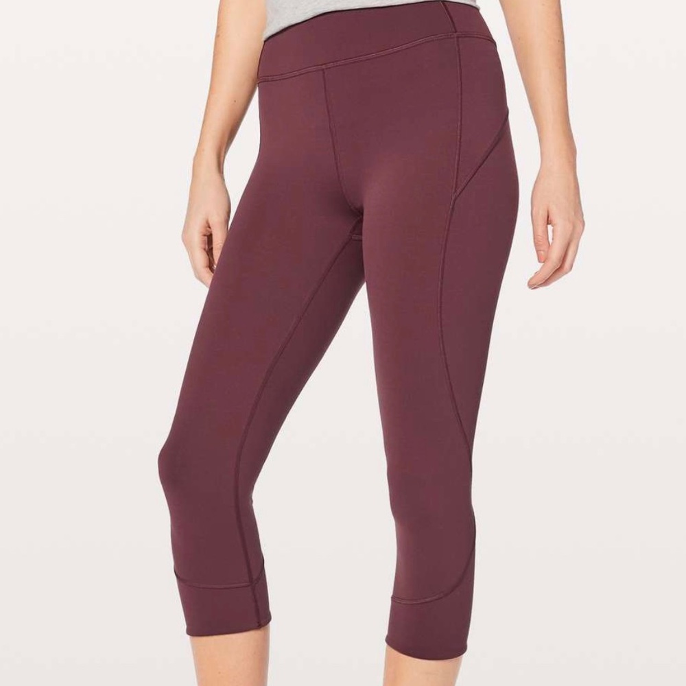 Lululemon In Movement Tights Maroon Crop NWOT